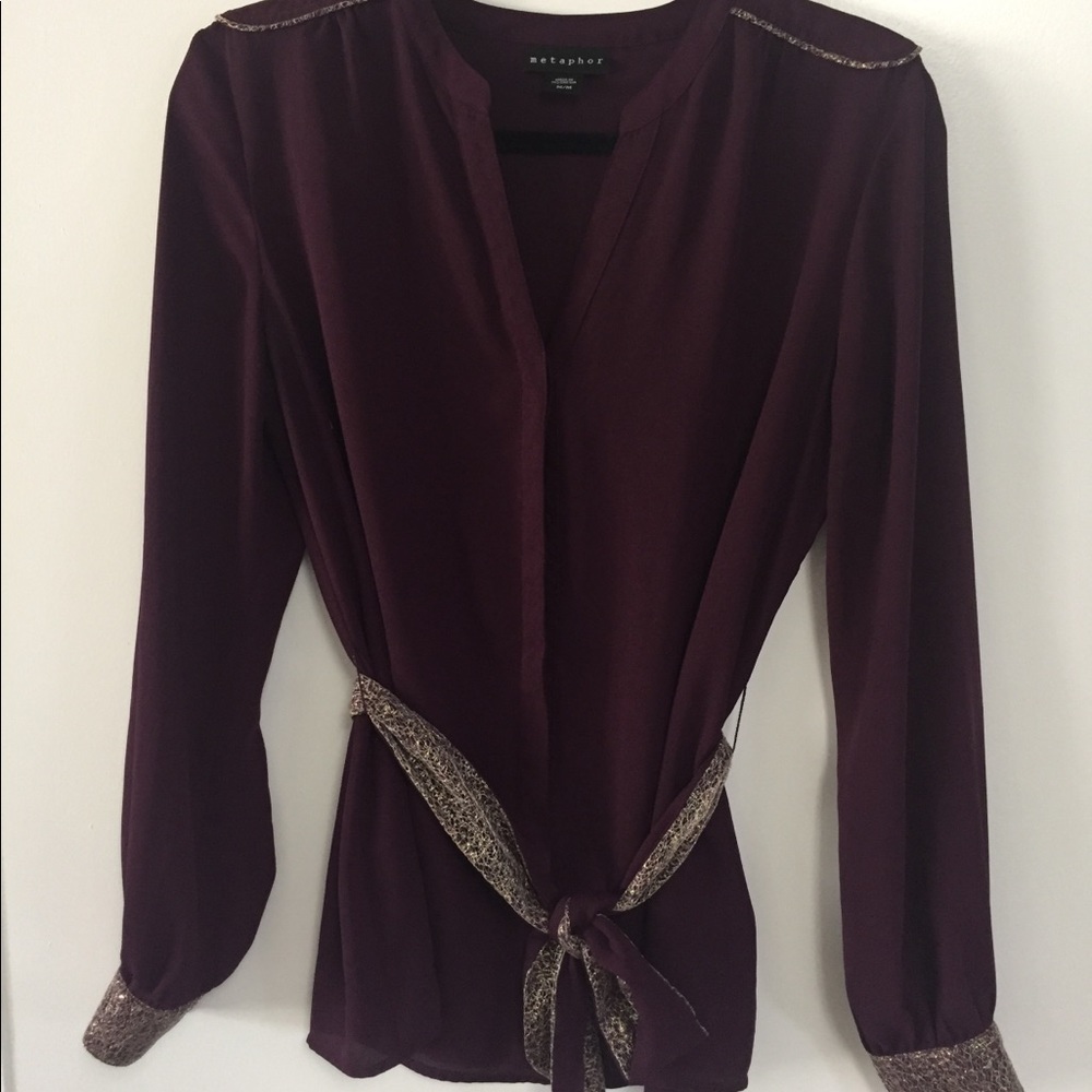 Metaphor Maroon and gold blouse